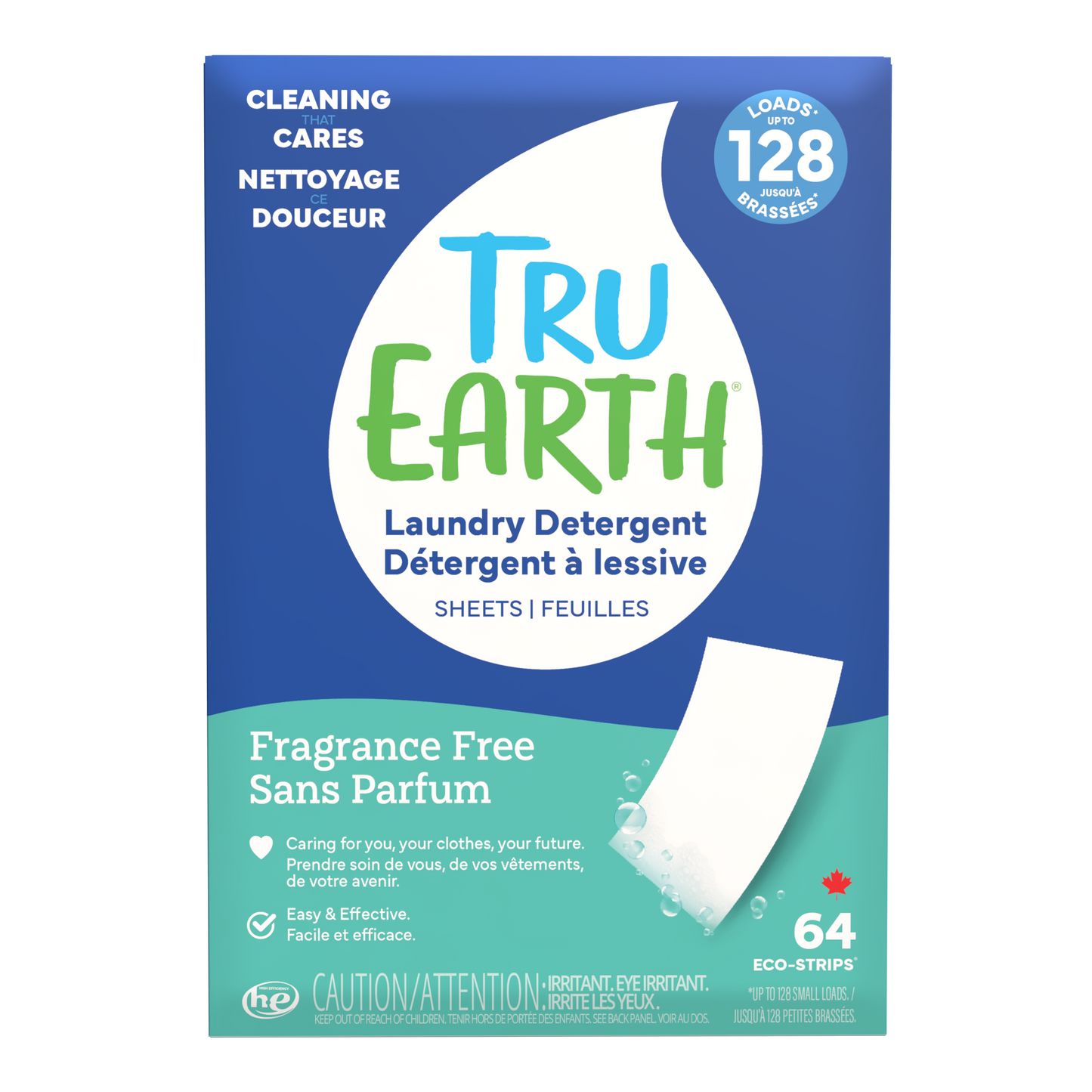 TruEarth Laundry Detergent Fragrance-Free Front of Package || 64 Strips